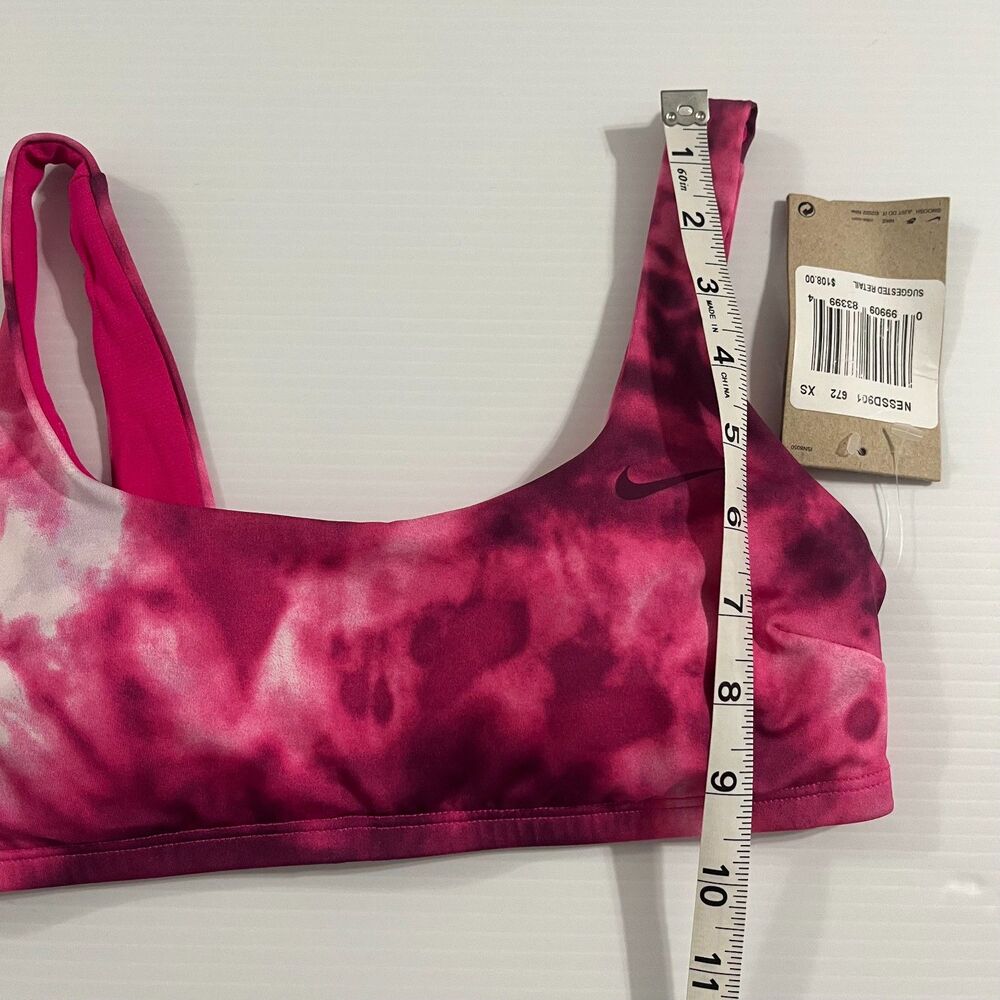 Nike Swim Pink Tie Dye Bikini Top Scoop Neck Brand New With Tags Adjustable XS - Picture 9 of 9